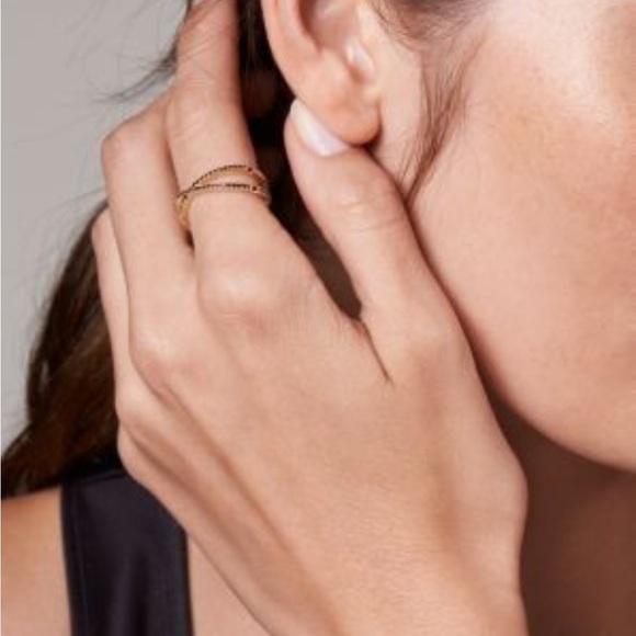 NIB NWT MICHAEL KORS 14K ROSE GOLD PLATED STERLING SILVER PAVE NESTING R… - Picture 7 of 12